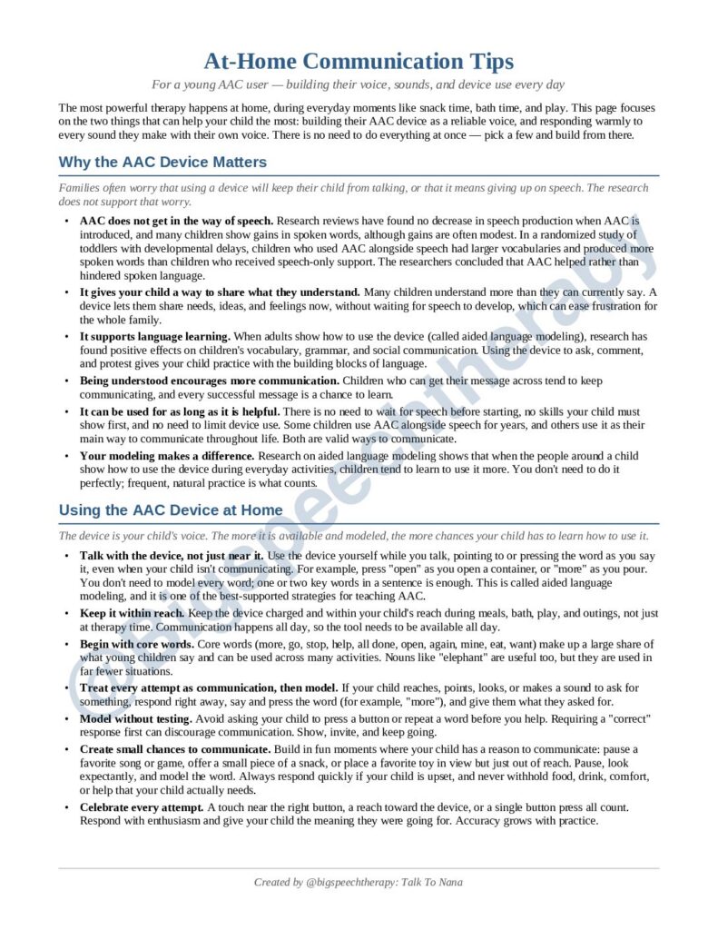 At-Home Communication Tips for Young AAC Users
